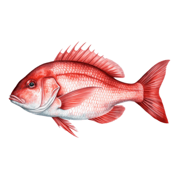 Red Snapper, Animal Illustration. Watercolor Style png
