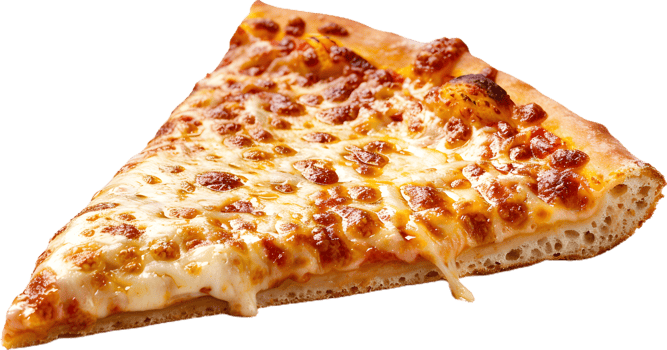 a slice of pizza on a transparent background png