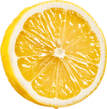 a lemon slice is shown on a transparent background png