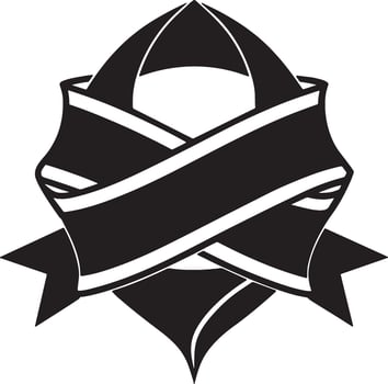 black and white ribbon icon illustration vector