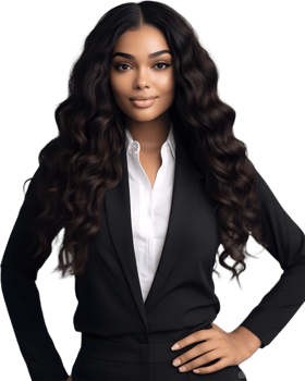 an attractive black woman in a suit and tie png