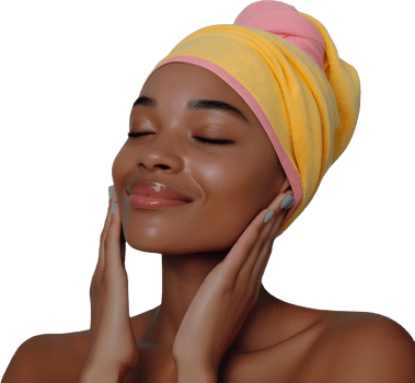 beautiful african american woman with a towel on her head png