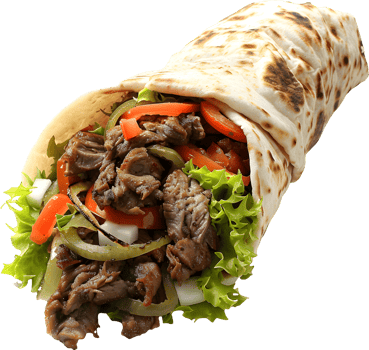a wrap with meat and vegetables on it png