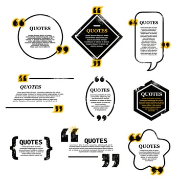 Quote bubble and box, blank layout templates set vector