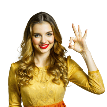 Smiling woman showing ok hand gesture on transparent background png