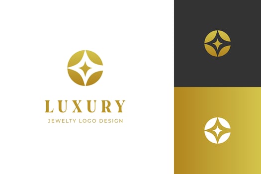 luxury Letter c abstract logo design. golden circle with star for jewelry identity logo mark illustration vector