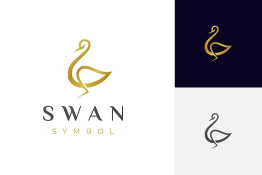 golden swan logo icon design. elegant beauty animal minimalist style logo element vector