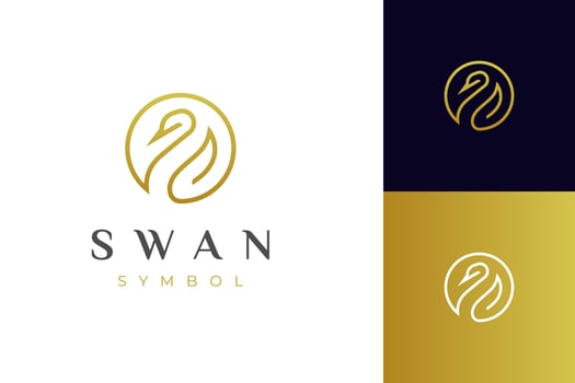 golden swan logo icon design. elegant beauty animal minimalist style logo element vector