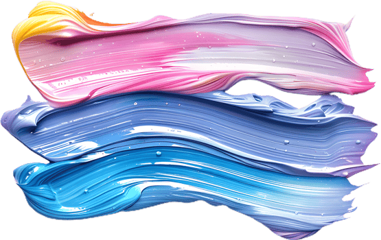 colorful paint brush strokes on transparent background png