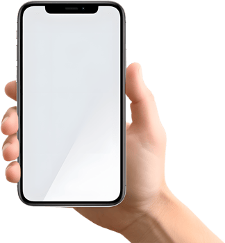hand holding a white smartphone with blank screen on a transparent background png