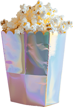 popcorn in a box with rainbow foil png