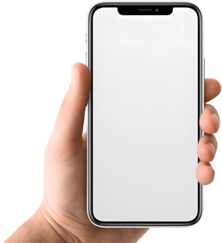 hand holding an phone on transparent background png