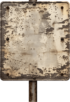 an old rusty sign on a pole png