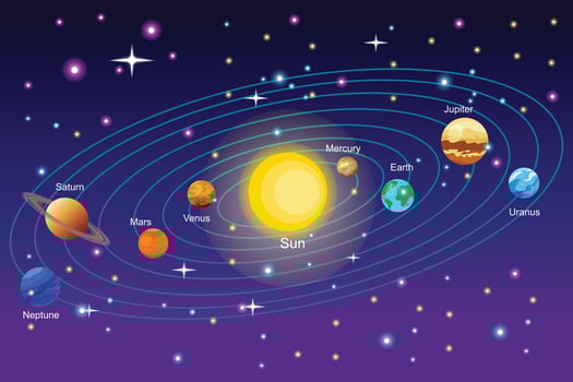 Outer space concept. Colored flat illustration isolated. vector
