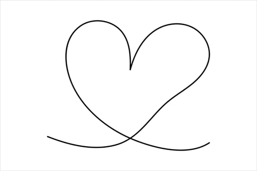 Heart continuous one line art drawing color shape Love sign outline art illustration vector