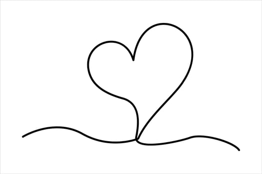 Heart continuous one line art drawing color shape Love sign outline art illustration vector