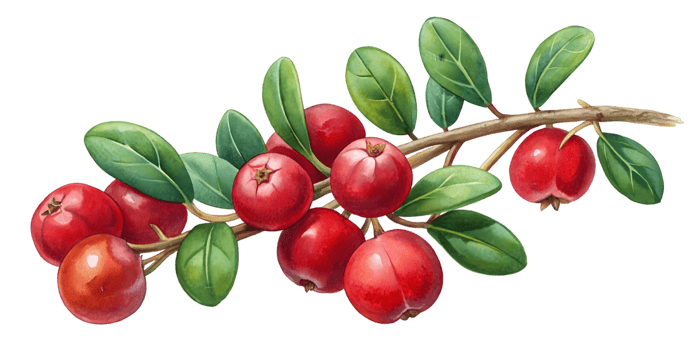 Branch with Lingonberries - Isolated on Transparent Background png