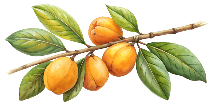 Branch with Sapodillas - Isolated on Transparent Background png