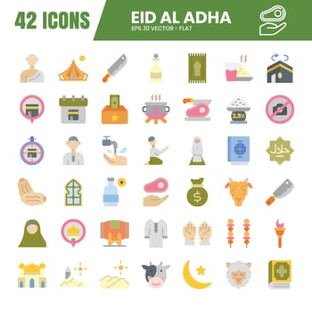 Eid al adha flat icon set vector