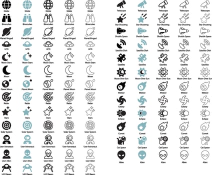 Astronomy space Icons set for web and document design. Free vector