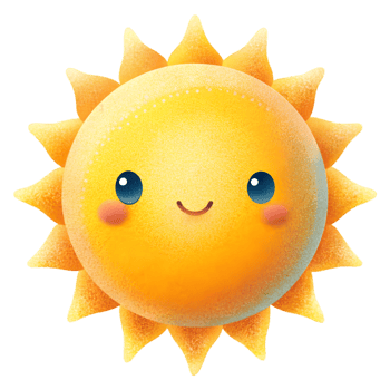 Happy Kawaii Sun - Isolated on Transparent Background png