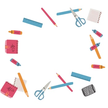 Back to school, kindergarten banner or frame. Children school elements, pencils background vector