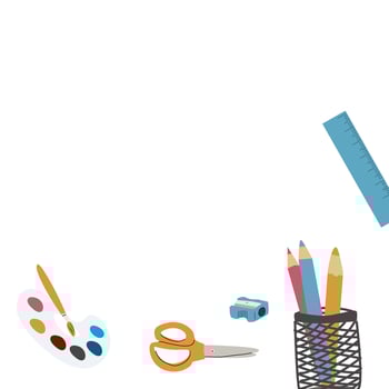 Back to school, kindergarten banner or frame. Children school elements, pencils background vector