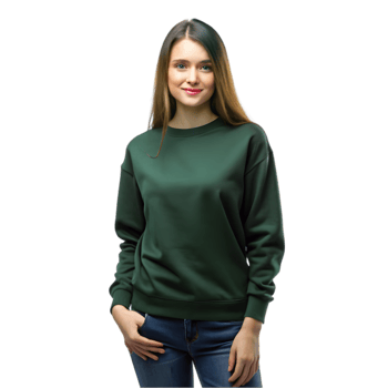 Mockup of a Woman Wearing a Forest Green Sweatshirt - Isolated on Transparent Background png