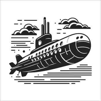 Mega submarine flat icon on a white background. illustration. vector