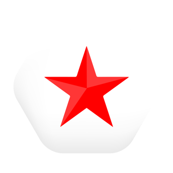 A red star on a white hexagon png