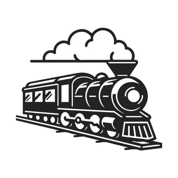passenger train in silhouette style with perspective view. illustration. vector