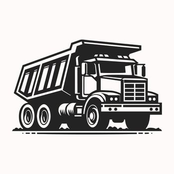Clean Cut Dump Truck Outline. Sleek Art vector