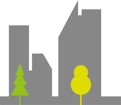 road to the city silhouette and trees vector