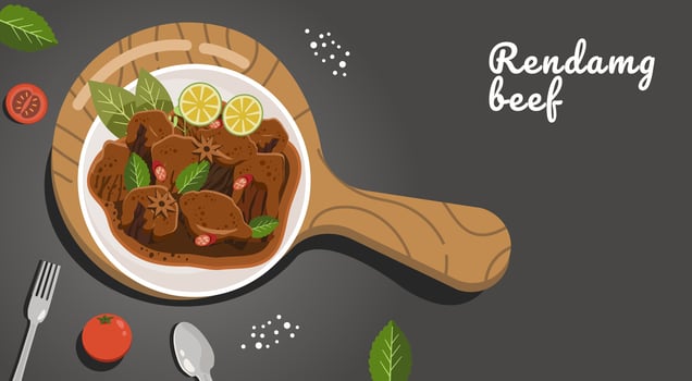 Rendang beef Indonesia vector