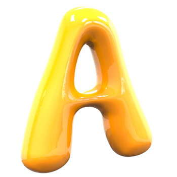 A Font Yellow Color 3D Rendering png