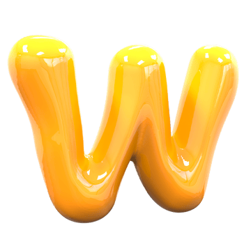 w Font Yellow Color 3D Render png