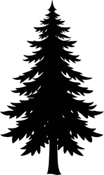 A black silhouette of a pine tree vector