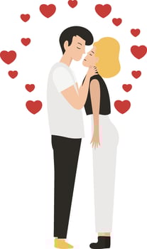 Happy love couples set. Men and women kissing, hugging, and cuddling. Diverse people in romantic relationships. Colored flat illustration of lovers and sweethearts isolated on white background vector