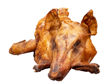 Whole roasted suckling pig isolated with clipping path in file format png