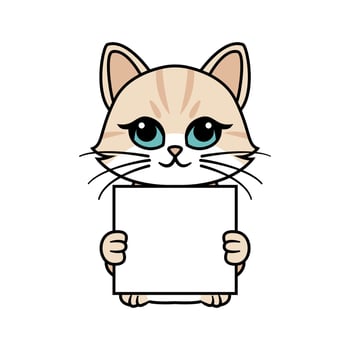 Funny cat icon with blank paper on chest vector