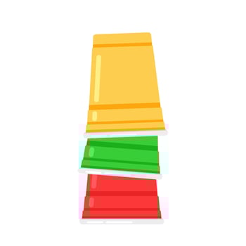 Plastic cups . Red Beer Pong plastic cups with ball. Traditional drinking game illustration. vector