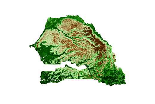 Senegal Topographic Map 3d realistic map Color 3d illustration png