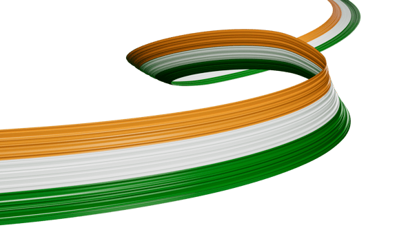 Waving Ribbon Flag of India 3d illustration png