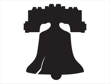 Liberty bell silhouette on white background vector