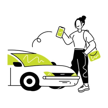 Trendy doodle mini illustration of a mechanic app vector