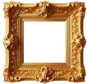Gold engraved square frame png