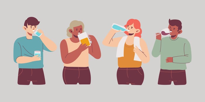 Enjoy drinking cartoon character set in modern style illustration vector