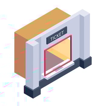 A well-designed isometric icon of ticket office vector