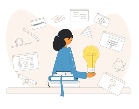 Instructional designer creating curricula or learning materials. vector