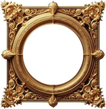 Gold engraved frame png